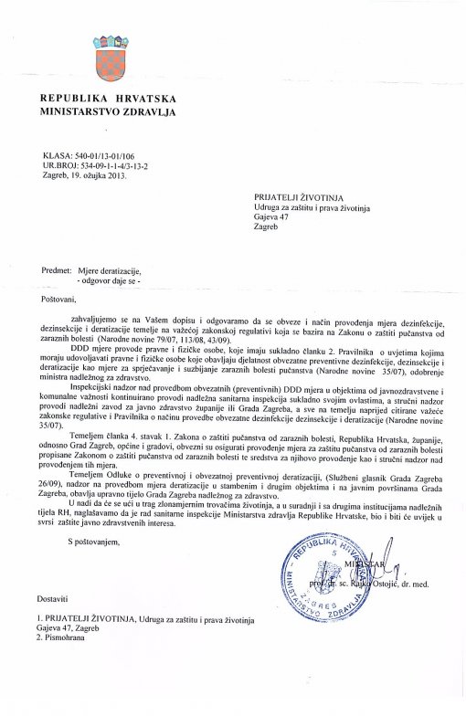 Odgovor Ministarstva zdravlja od 19. o�ujka 2013. [ 252.33 Kb ]